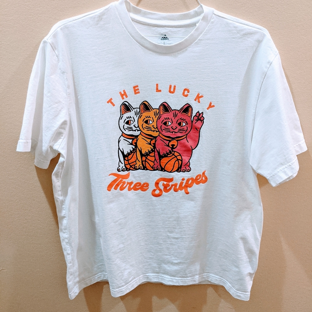 Lucky Three Stripes Adidas Cat Shirt - Men's Large